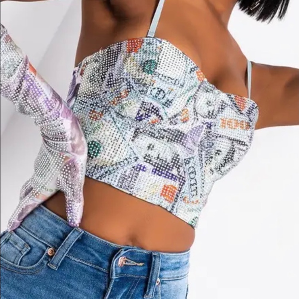 Akira Cash Rules Rhinestone Bustier